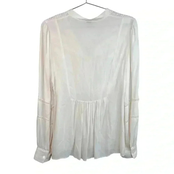 Theory Ivory Embroidered Lace Long Sleeve Peasant Top‎ - Picture 3 of 9
